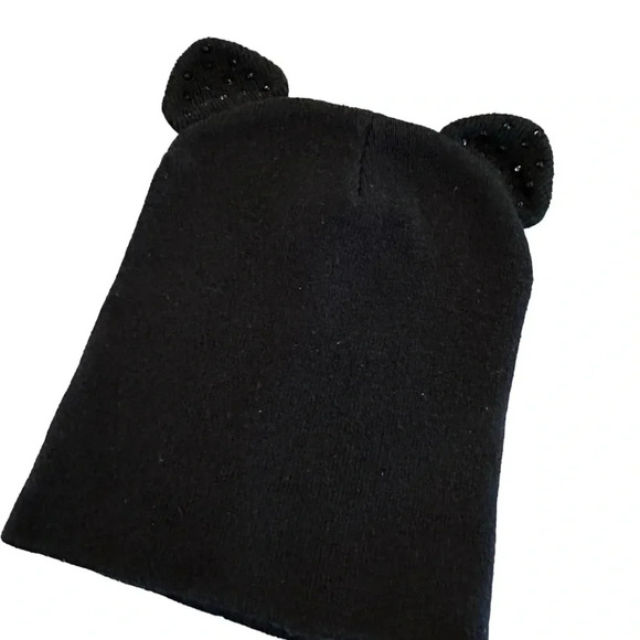 Pugs Cat Ear Black Knit Beanie Hat With Sparkles Ears Size O/S - Picture 2 of 6